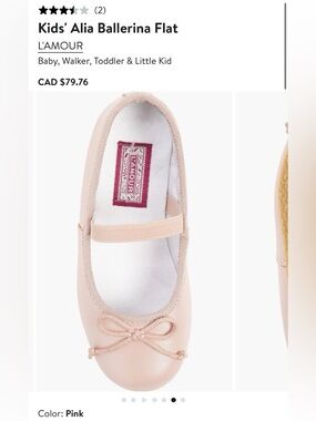L'Amour Kids Alia Ballerina Flat in Pink